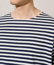 KHKED06049 a.v.v MEN(アー・ヴェ・ヴェ) 春のレイヤードコーデに欠かせない人気アイテム【洗濯機で洗える】ベーシックボーダー ネイビー