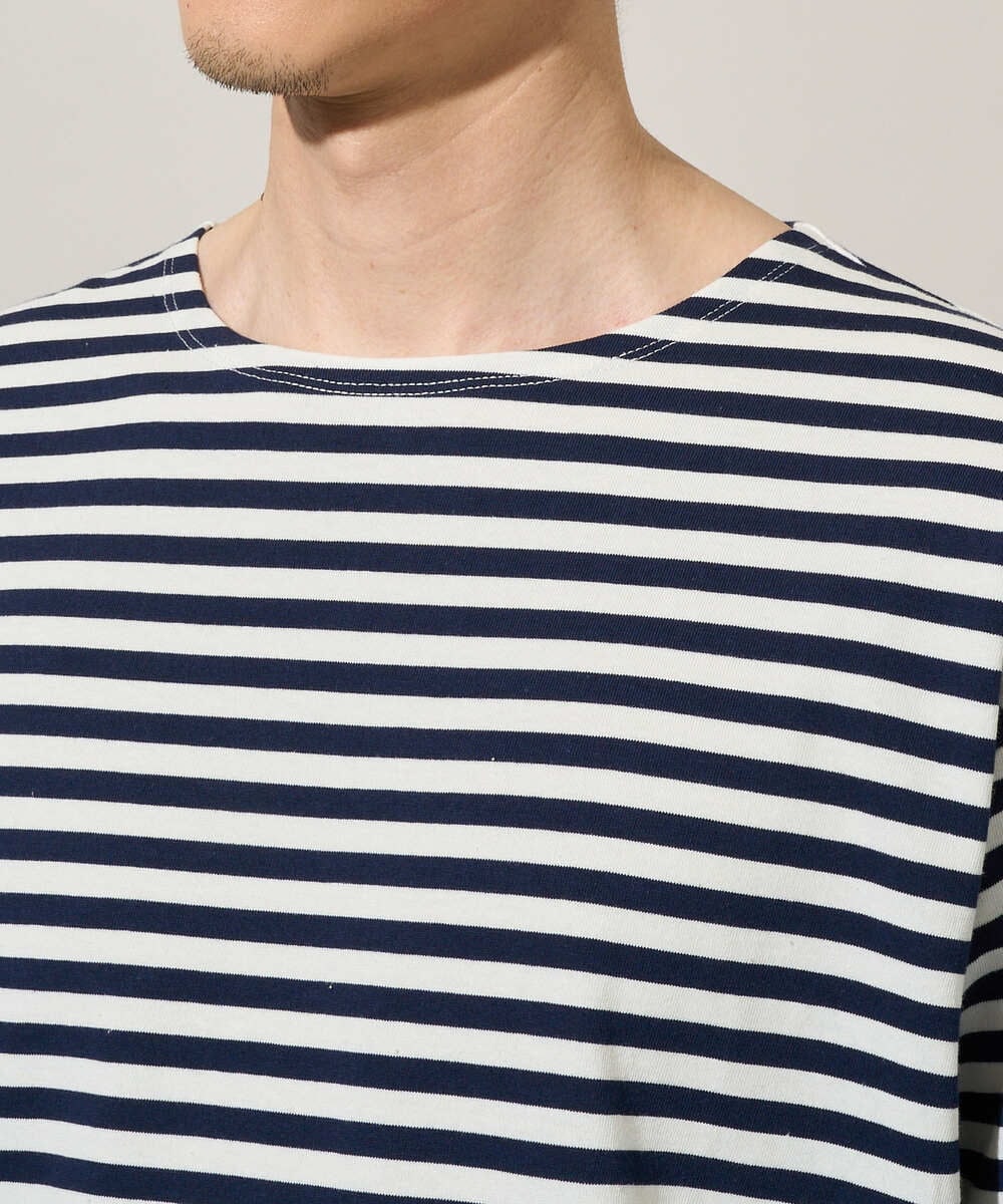 KHKED06049 a.v.v MEN(アー・ヴェ・ヴェ) 春のレイヤードコーデに欠かせない人気アイテム【洗濯機で洗える】ベーシックボーダー ネイビー