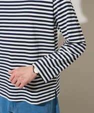 KHKED06049 a.v.v MEN(アー・ヴェ・ヴェ) 春のレイヤードコーデに欠かせない人気アイテム【洗濯機で洗える】ベーシックボーダー ネイビー