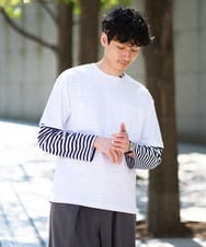 KHKED06049 a.v.v MEN(アー・ヴェ・ヴェ) 春のレイヤードコーデに欠かせない人気アイテム【洗濯機で洗える】ベーシックボーダー ネイビー