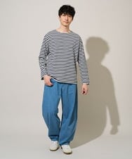 KHKED06049 a.v.v MEN(アー・ヴェ・ヴェ) 春のレイヤードコーデに欠かせない人気アイテム【洗濯機で洗える】ベーシックボーダー ネイビー