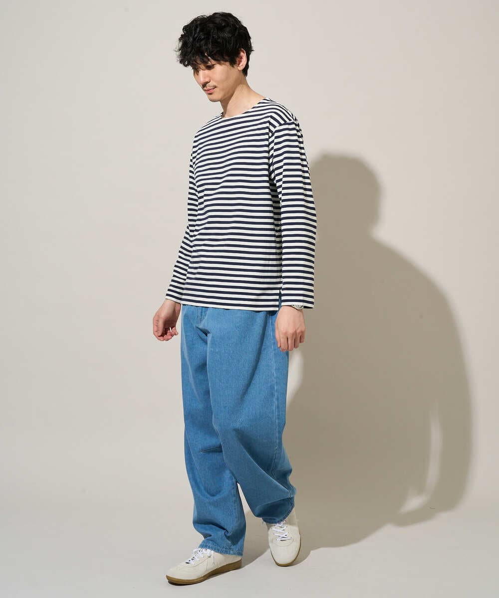 KHKED06049 a.v.v MEN(アー・ヴェ・ヴェ) 春のレイヤードコーデに欠かせない人気アイテム【洗濯機で洗える】ベーシックボーダー ネイビー