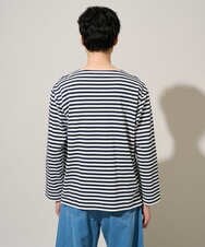 KHKED06049 a.v.v MEN(アー・ヴェ・ヴェ) 春のレイヤードコーデに欠かせない人気アイテム【洗濯機で洗える】ベーシックボーダー ネイビー