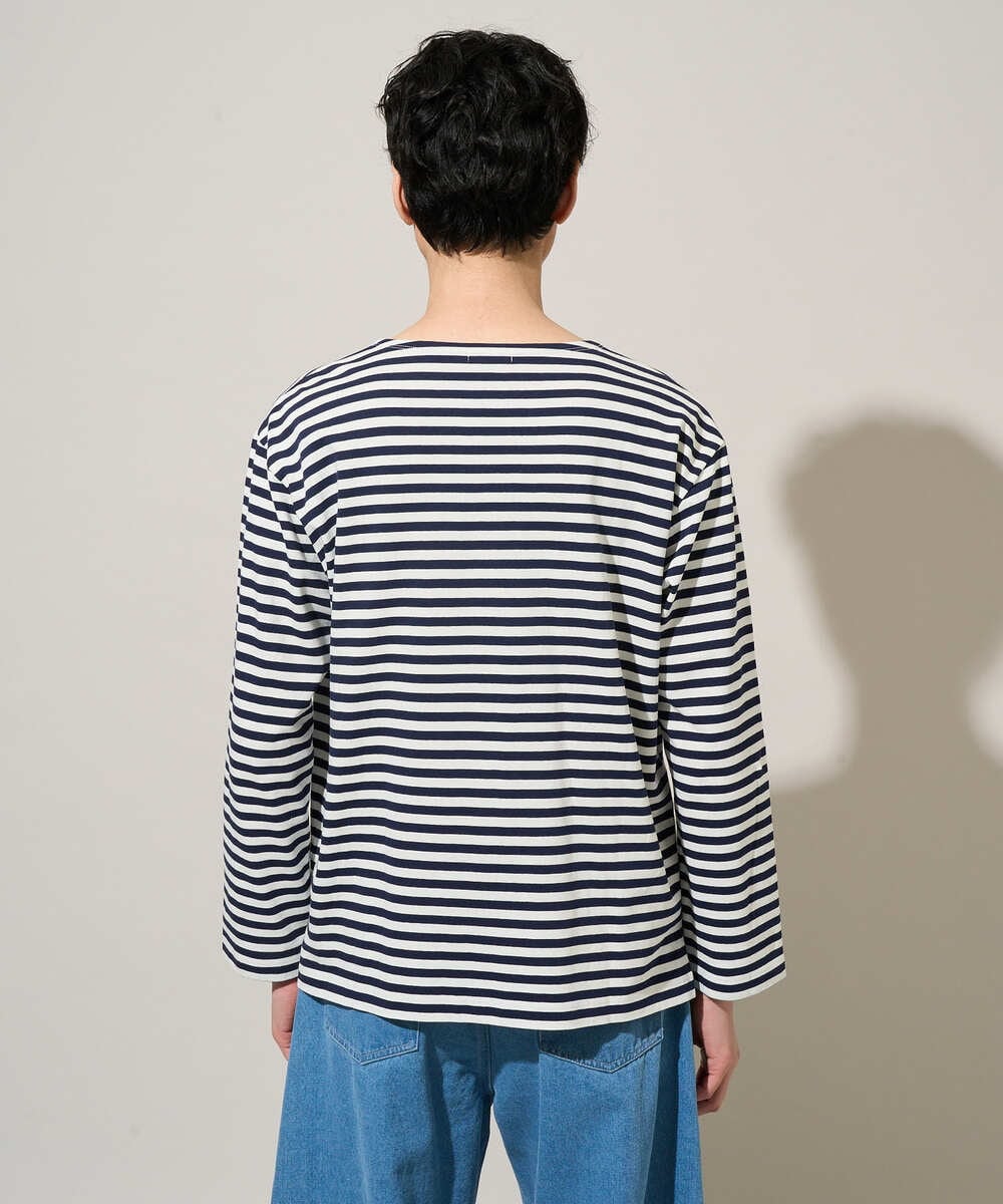 KHKED06049 a.v.v MEN(アー・ヴェ・ヴェ) 春のレイヤードコーデに欠かせない人気アイテム【洗濯機で洗える】ベーシックボーダー ネイビー