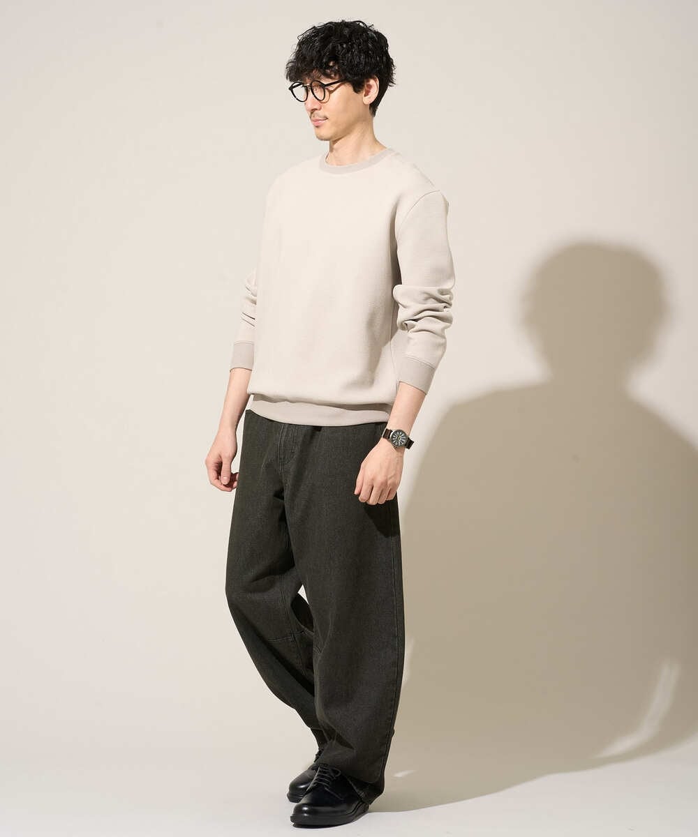 KHKED08059 a.v.v MEN(アー・ヴェ・ヴェ) 【イージーケア/洗濯機で洗える/毛玉になりにくい/ストレッチ】サッカーダンボールプルオーバー ライトグレー