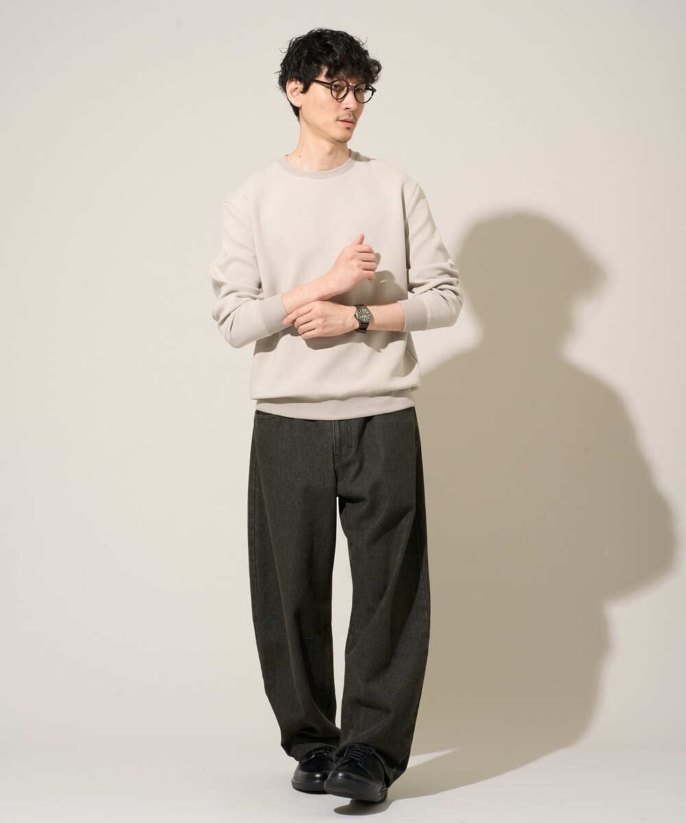 KHKED08059 a.v.v MEN(アー・ヴェ・ヴェ) 【イージーケア/洗濯機で洗える/毛玉になりにくい/ストレッチ】サッカーダンボールプルオーバー ライトグレー