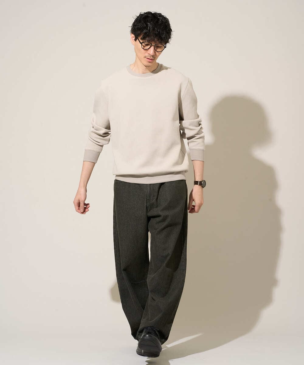 KHKED08059 a.v.v MEN(アー・ヴェ・ヴェ) 【イージーケア/洗濯機で洗える/毛玉になりにくい/ストレッチ】サッカーダンボールプルオーバー ライトグレー