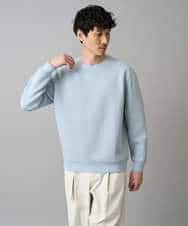 KHKED08059 a.v.v MEN(アー・ヴェ・ヴェ) 【イージーケア/洗濯機で洗える/毛玉になりにくい/ストレッチ】サッカーダンボールプルオーバー ライトブルー