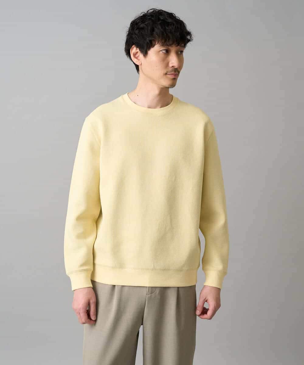 KHKED08059 a.v.v MEN(アー・ヴェ・ヴェ) 【イージーケア/洗濯機で洗える/毛玉になりにくい/ストレッチ】サッカーダンボールプルオーバー ライトグレー