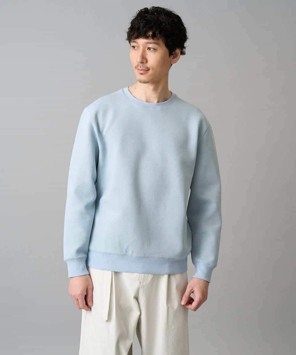 KHKED08059 a.v.v MEN(アー・ヴェ・ヴェ) 【イージーケア/洗濯機で洗える/毛玉になりにくい/ストレッチ】サッカーダンボールプルオーバー ライトグレー