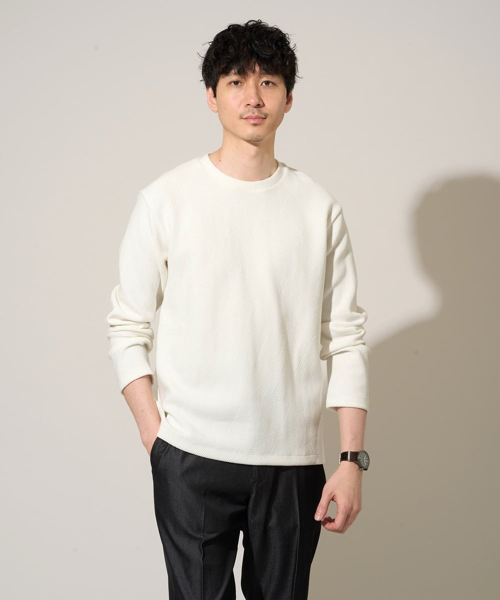 KHKED09049 a.v.v MEN(アー・ヴェ・ヴェ) 【イージーケア/洗濯機で洗える】キカフクレジャカードプルオーバー ホワイト