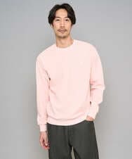KHKED10044 a.v.v MEN(アー・ヴェ・ヴェ) 【イージーケア/洗濯機で洗える/毛玉になりにくい】アゼダブルフェイス1ポイント刺繍プルオーバー ピンク