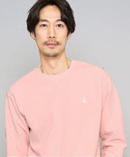 KHKED10044 a.v.v MEN(アー・ヴェ・ヴェ) 【イージーケア/洗濯機で洗える/毛玉になりにくい】アゼダブルフェイス1ポイント刺繍カットソー ピンク