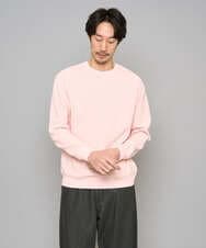 KHKED10044 a.v.v MEN(アー・ヴェ・ヴェ) 【イージーケア/洗濯機で洗える/毛玉になりにくい】アゼダブルフェイス1ポイント刺繍プルオーバー ピンク