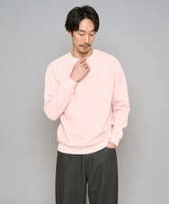 KHKED10044 a.v.v MEN(アー・ヴェ・ヴェ) 【イージーケア/洗濯機で洗える/毛玉になりにくい】アゼダブルフェイス1ポイント刺繍プルオーバー ピンク