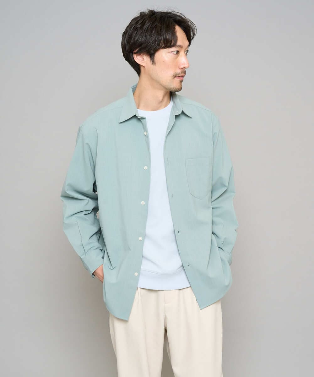 KHKED10044 a.v.v MEN(アー・ヴェ・ヴェ) 【イージーケア/洗濯機で洗える/毛玉になりにくい】アゼダブルフェイス1ポイント刺繍プルオーバー ライトブルー