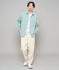 KHKED10044 a.v.v MEN(アー・ヴェ・ヴェ) 【イージーケア/洗濯機で洗える/毛玉になりにくい】アゼダブルフェイス1ポイント刺繍プルオーバー ライトブルー