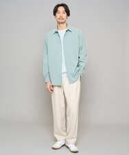 KHKED10044 a.v.v MEN(アー・ヴェ・ヴェ) 【イージーケア/洗濯機で洗える/毛玉になりにくい】アゼダブルフェイス1ポイント刺繍プルオーバー ライトブルー