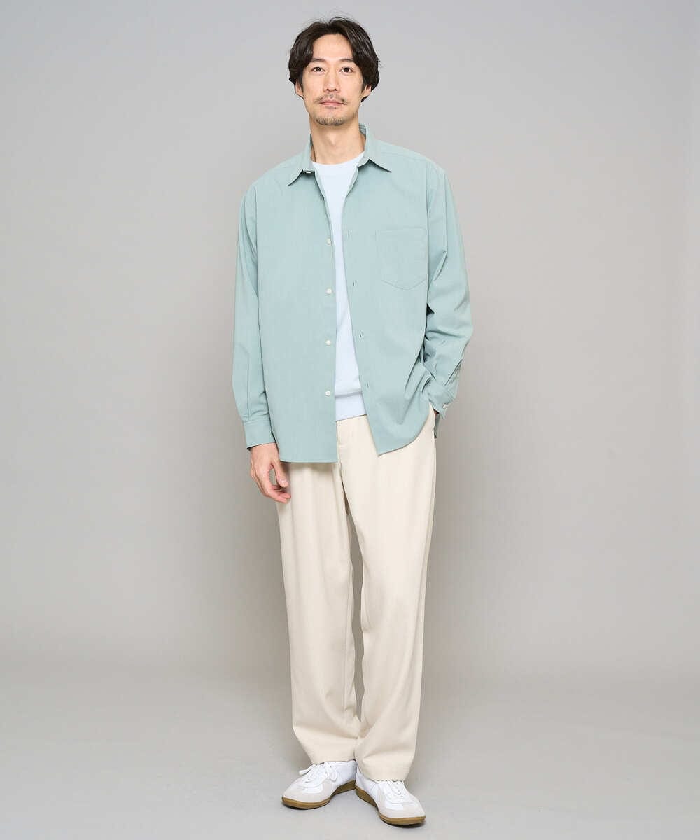 KHKED10044 a.v.v MEN(アー・ヴェ・ヴェ) 【イージーケア/洗濯機で洗える/毛玉になりにくい】アゼダブルフェイス1ポイント刺繍プルオーバー ライトブルー