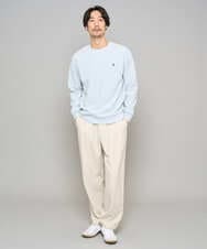 KHKED10044 a.v.v MEN(アー・ヴェ・ヴェ) 【イージーケア/洗濯機で洗える/毛玉になりにくい】アゼダブルフェイス1ポイント刺繍プルオーバー ライトブルー