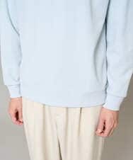 KHKED10044 a.v.v MEN(アー・ヴェ・ヴェ) 【イージーケア/洗濯機で洗える/毛玉になりにくい】アゼダブルフェイス1ポイント刺繍プルオーバー ライトブルー