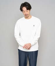 KHKED10044 a.v.v MEN(アー・ヴェ・ヴェ) 【イージーケア/洗濯機で洗える/毛玉になりにくい】アゼダブルフェイス1ポイント刺繍プルオーバー ホワイト