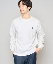 KHKED10044 a.v.v MEN(アー・ヴェ・ヴェ) 【イージーケア/洗濯機で洗える/毛玉になりにくい】アゼダブルフェイス1ポイント刺繍カットソー ホワイト