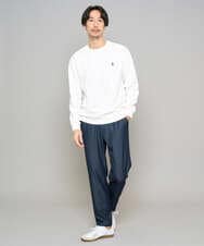 KHKED10044 a.v.v MEN(アー・ヴェ・ヴェ) 【イージーケア/洗濯機で洗える/毛玉になりにくい】アゼダブルフェイス1ポイント刺繍プルオーバー ホワイト