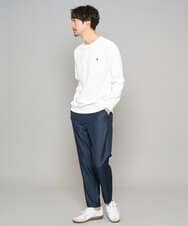 KHKED10044 a.v.v MEN(アー・ヴェ・ヴェ) 【イージーケア/洗濯機で洗える/毛玉になりにくい】アゼダブルフェイス1ポイント刺繍プルオーバー ホワイト