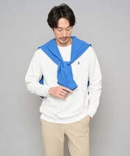 KHKED10044 a.v.v MEN(アー・ヴェ・ヴェ) 【イージーケア/洗濯機で洗える/毛玉になりにくい】アゼダブルフェイス1ポイント刺繍プルオーバー ライトグレー