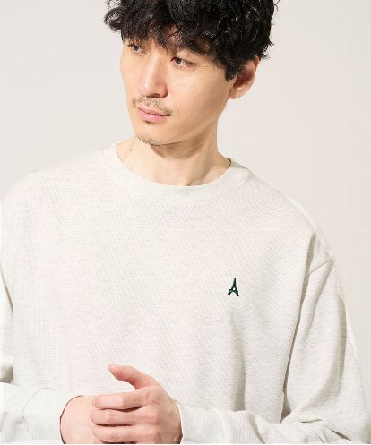 KHKED10044 a.v.v MEN 【イージーケア/洗濯機で洗える/毛玉になりにくい】アゼダブルフェイス1ポイント刺繍プルオーバー