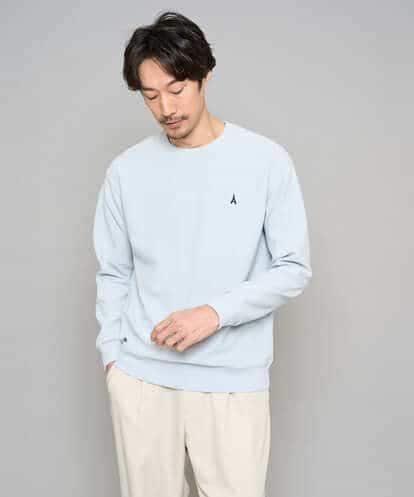 KHKED10044 a.v.v MEN 【イージーケア/洗濯機で洗える/毛玉になりにくい】アゼダブルフェイス1ポイント刺繍プルオーバー