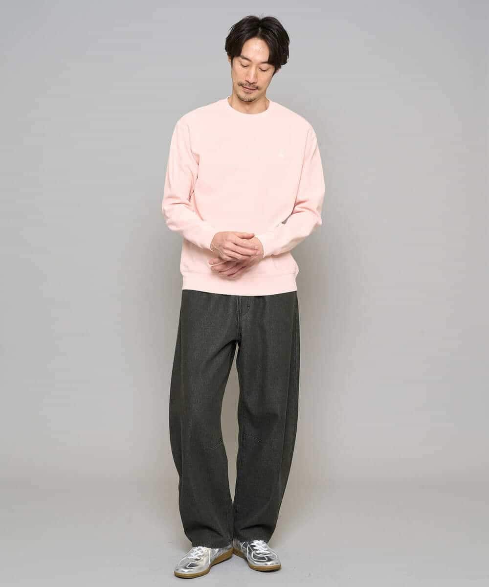 KHKED10044 a.v.v MEN(アー・ヴェ・ヴェ) 【イージーケア/洗濯機で洗える/毛玉になりにくい】アゼダブルフェイス1ポイント刺繍カットソー ライトグレー