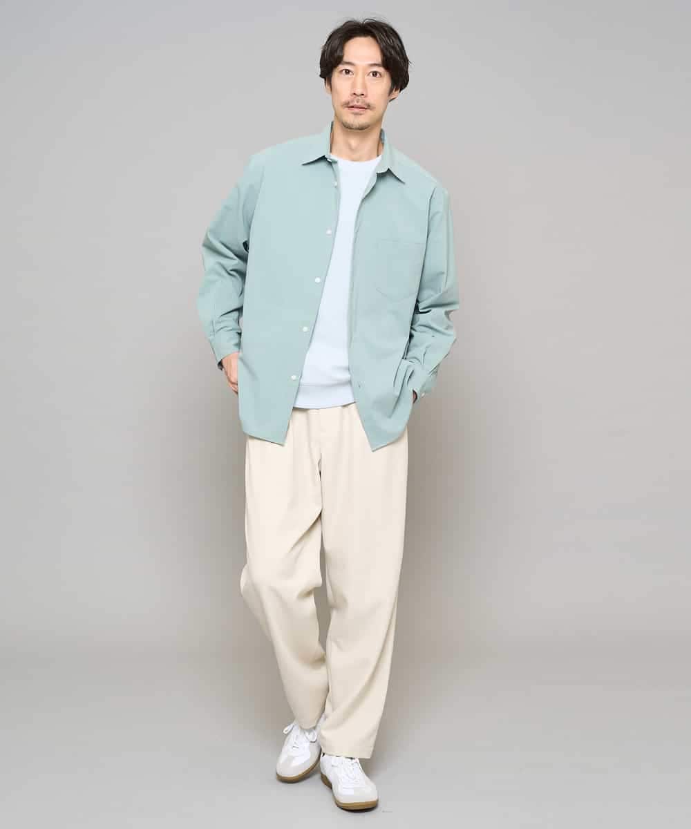 KHKED10044 a.v.v MEN(アー・ヴェ・ヴェ) 【イージーケア/洗濯機で洗える/毛玉になりにくい】アゼダブルフェイス1ポイント刺繍カットソー ライトグレー