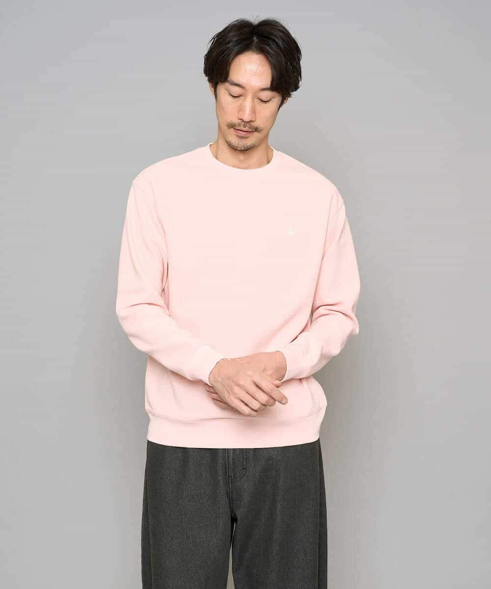 KHKED10044 a.v.v MEN(アー・ヴェ・ヴェ) 【イージーケア/洗濯機で洗える/毛玉になりにくい】アゼダブルフェイス1ポイント刺繍カットソー ライトグレー