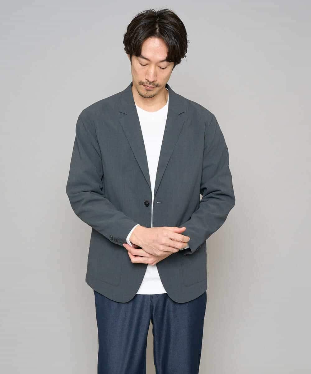 KHKED10044 a.v.v MEN(アー・ヴェ・ヴェ) 【イージーケア/洗濯機で洗える/毛玉になりにくい】アゼダブルフェイス1ポイント刺繍カットソー ライトグレー