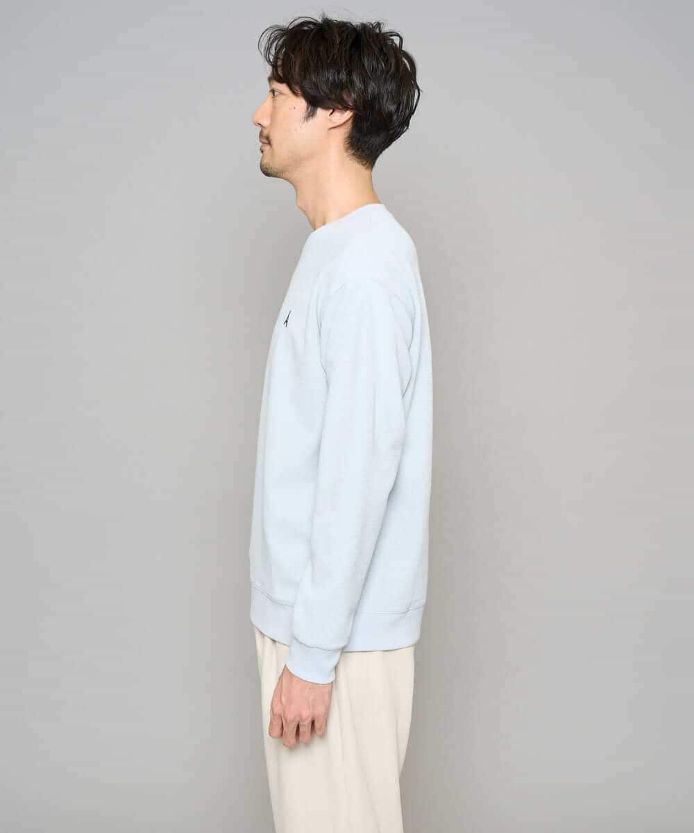 KHKED10044 a.v.v MEN(アー・ヴェ・ヴェ) 【イージーケア/洗濯機で洗える/毛玉になりにくい】アゼダブルフェイス1ポイント刺繍カットソー ライトグレー