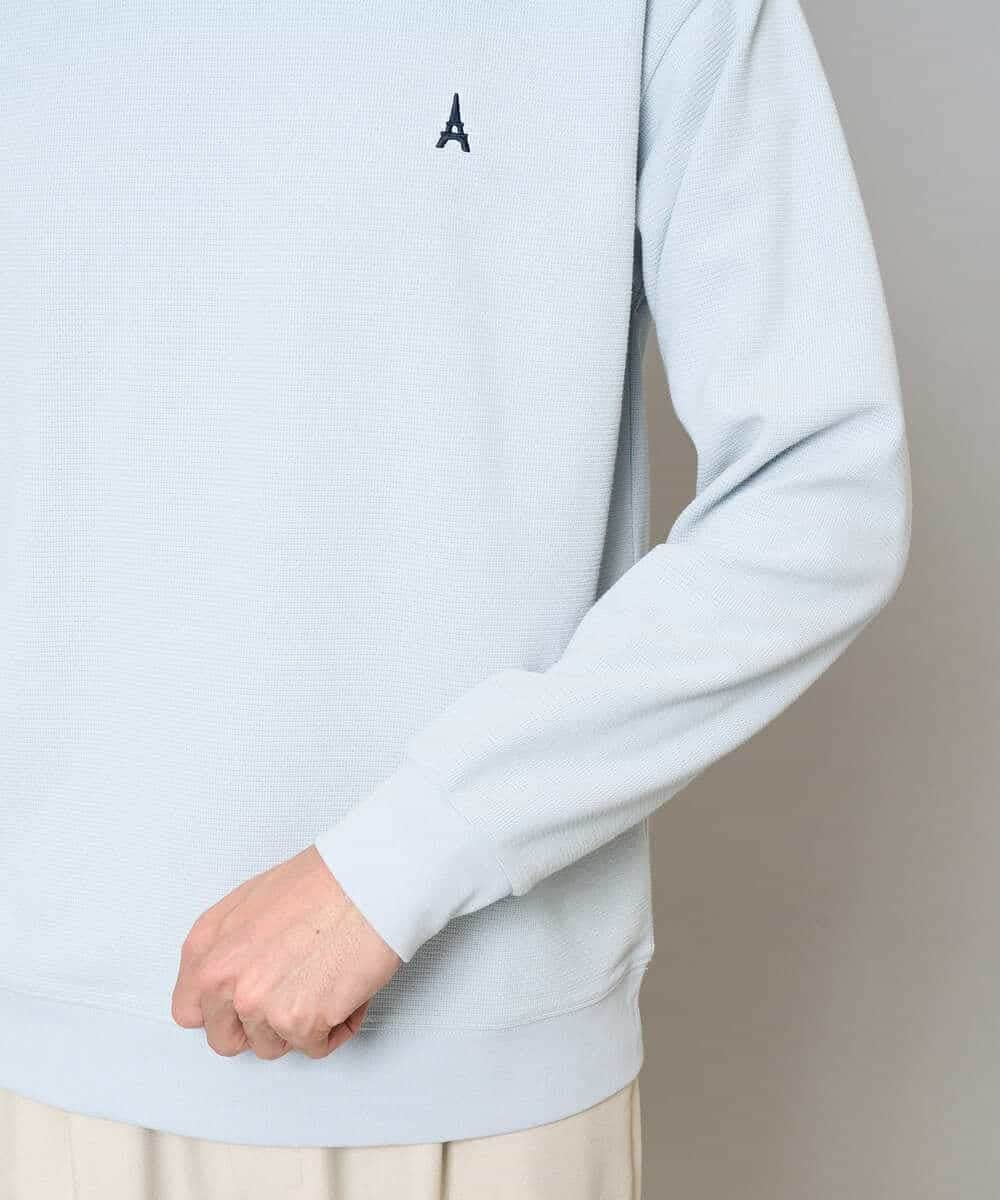 KHKED10044 a.v.v MEN(アー・ヴェ・ヴェ) 【イージーケア/洗濯機で洗える/毛玉になりにくい】アゼダブルフェイス1ポイント刺繍カットソー ライトグレー