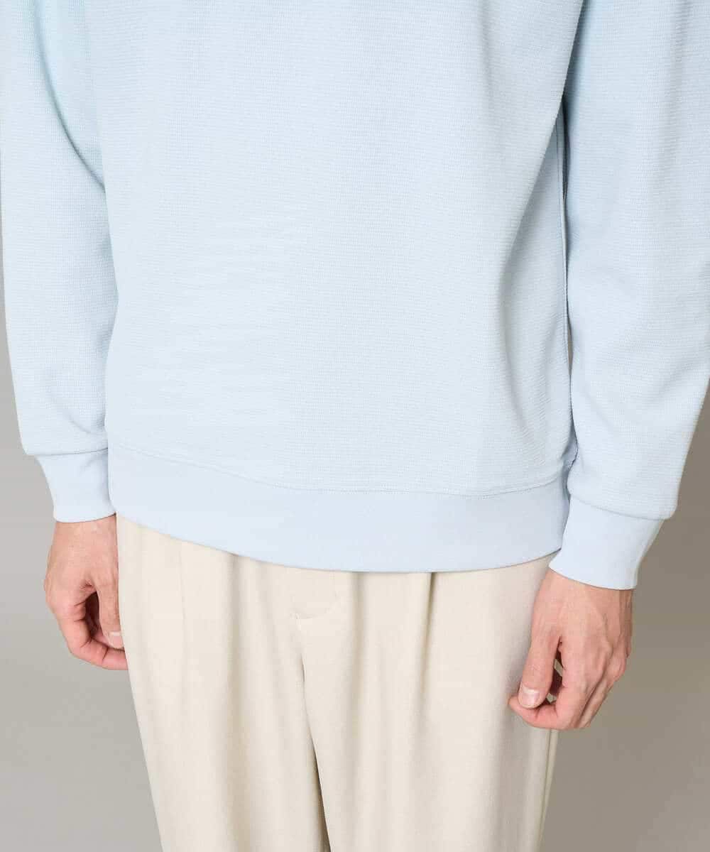 KHKED10044 a.v.v MEN(アー・ヴェ・ヴェ) 【イージーケア/洗濯機で洗える/毛玉になりにくい】アゼダブルフェイス1ポイント刺繍カットソー ライトグレー