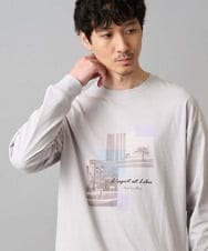 KHKED11049 a.v.v MEN(アー・ヴェ・ヴェ) フォトプリントワイドシルエットカットソー ライトグレー