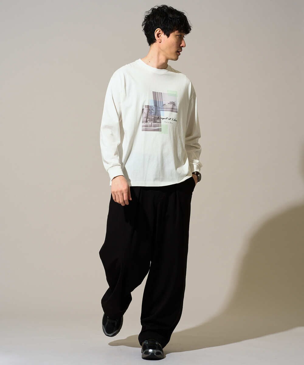 KHKED11049 a.v.v MEN(アー・ヴェ・ヴェ) フォトプリントワイドシルエットカットソー ライトグレー