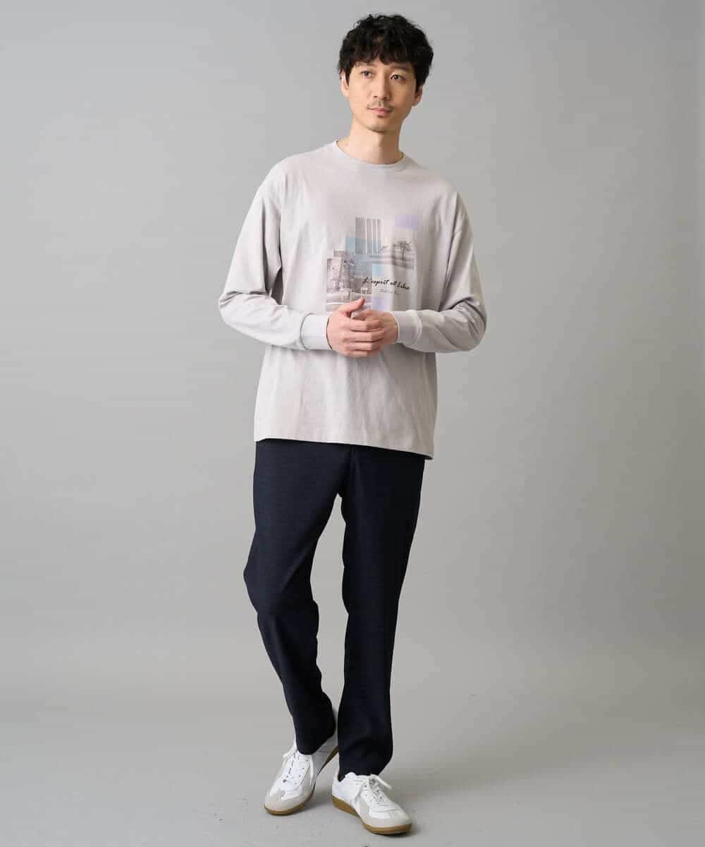 KHKED11049 a.v.v MEN(アー・ヴェ・ヴェ) フォトプリントワイドシルエットカットソー ライトグレー