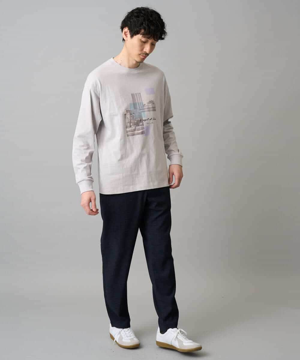 KHKED11049 a.v.v MEN(アー・ヴェ・ヴェ) フォトプリントワイドシルエットカットソー ライトグレー