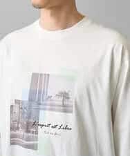 KHKED11049 a.v.v MEN(アー・ヴェ・ヴェ) フォトプリントワイドシルエットカットソー ライトグレー