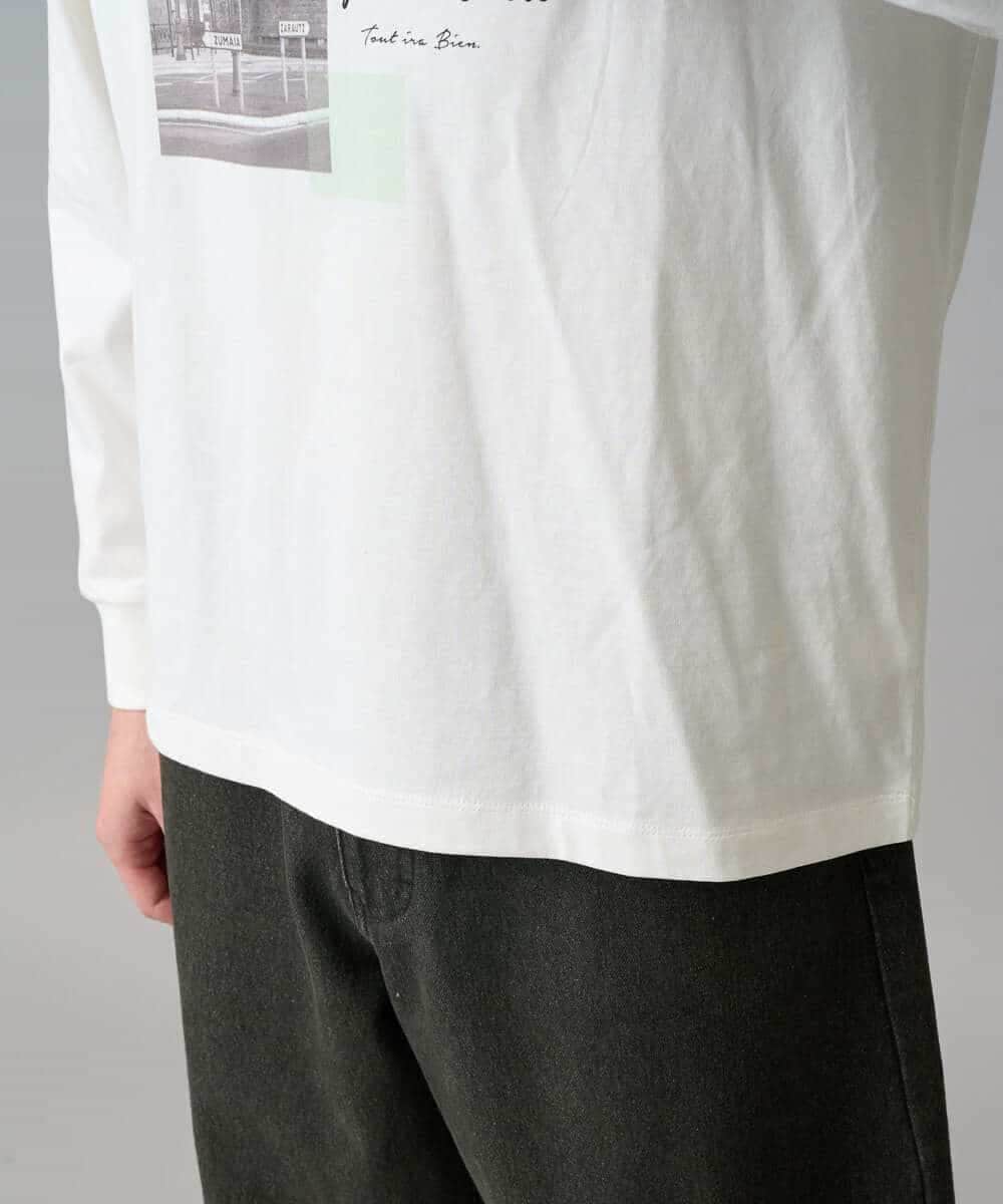 KHKED11049 a.v.v MEN(アー・ヴェ・ヴェ) フォトプリントワイドシルエットカットソー ライトグレー