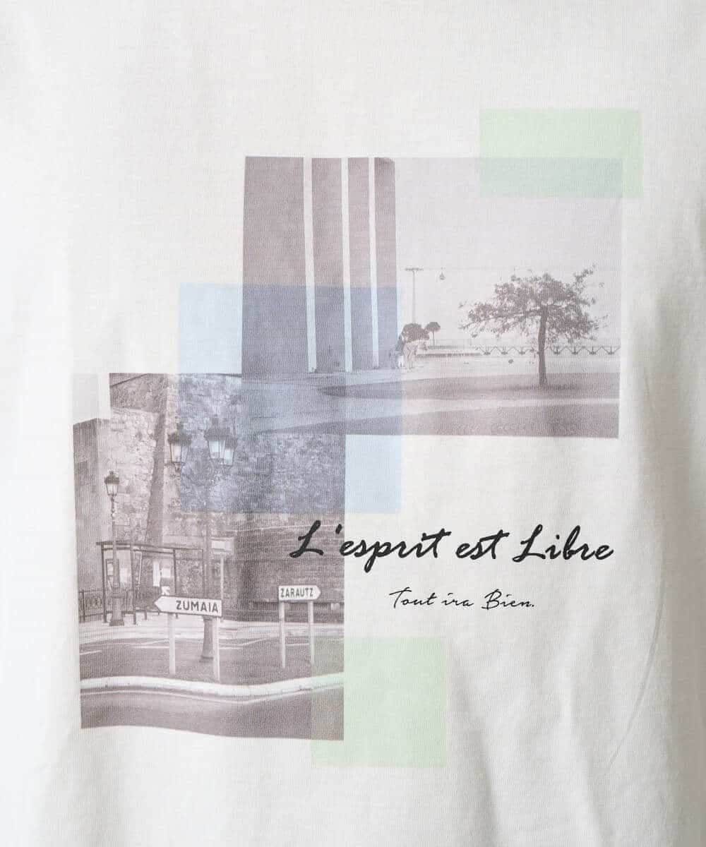 KHKED11049 a.v.v MEN(アー・ヴェ・ヴェ) フォトプリントワイドシルエットカットソー ライトグレー