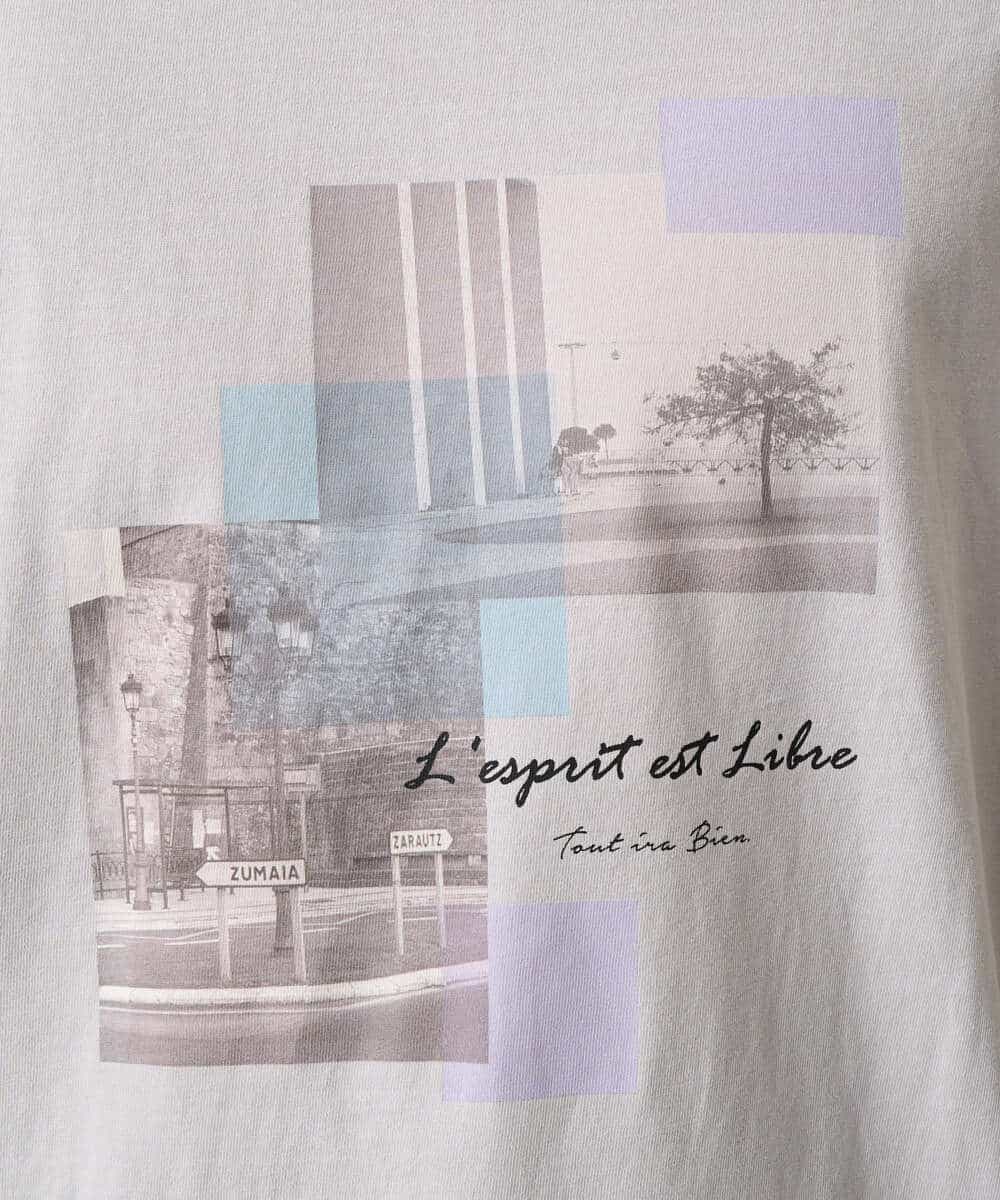 KHKED11049 a.v.v MEN(アー・ヴェ・ヴェ) フォトプリントワイドシルエットカットソー ライトグレー