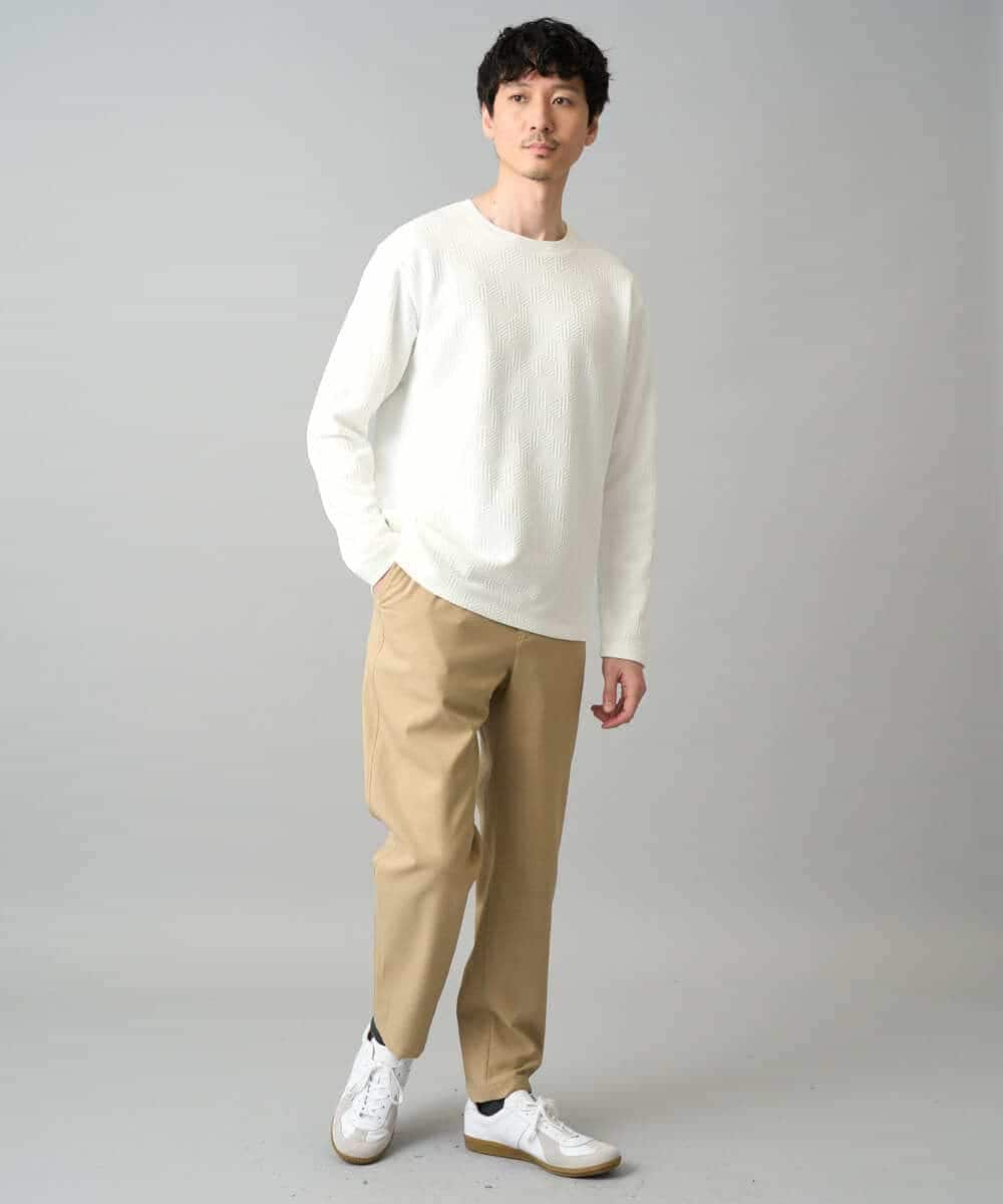 KHKED21049 a.v.v MEN(アー・ヴェ・ヴェ) 【イージーケア/洗濯機で洗える/毛玉になりにくい】キカジャガードクルーネックプルオーバー ブラック