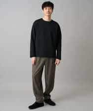 KHKED21049 a.v.v MEN(アー・ヴェ・ヴェ) 【イージーケア/洗濯機で洗える/毛玉になりにくい】キカジャガードクルーネックプルオーバー ブラック