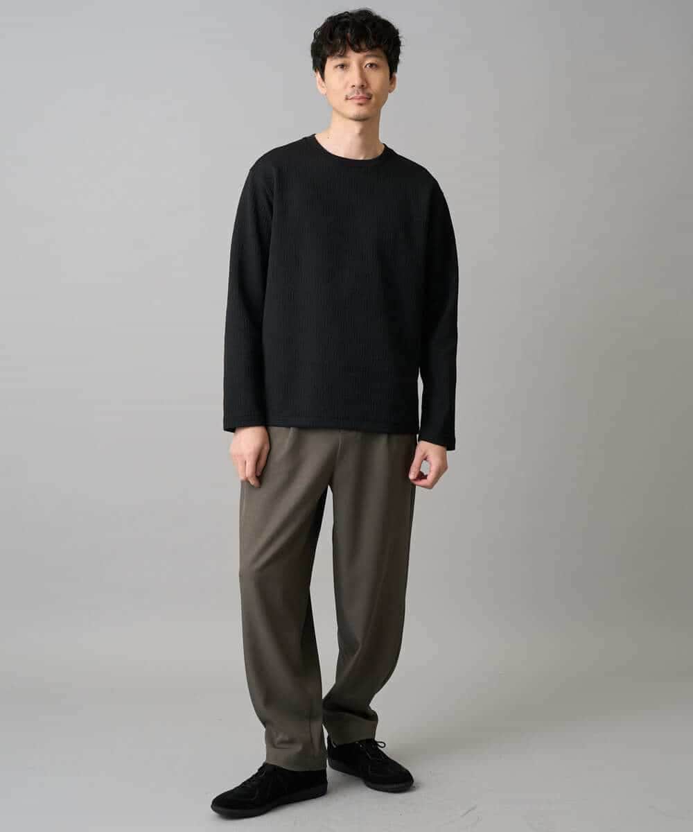 KHKED21049 a.v.v MEN(アー・ヴェ・ヴェ) 【イージーケア/洗濯機で洗える/毛玉になりにくい】キカジャガードクルーネックプルオーバー ブラック